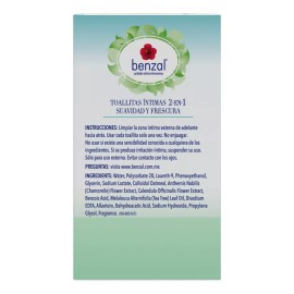 Benzal Toallitas Íntimas Cuidado Incontinencia 2 En 1