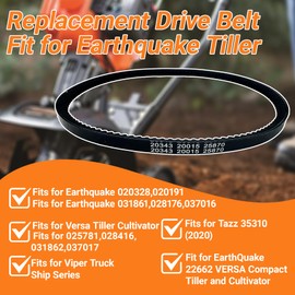 20343 Drive Belt Compatible with Earthquake 20015 Tiller Cultivator with 99cc Engine, Fit for Rear Tine Tiller 25870 35310, 12 X 728 Type 4L Tooth Tiller Belt Replacement for Versa Tiller