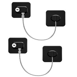 MCOTOP Refrigerator Locks 2 Pack, Freezer Locks with 2 Keys, Child Proof Fridge Door Locks for Kid & Pet, Child Safety Lock for Oven, Cabinet, Drawer, No Tools Required, Self-Adhesive (Upgraded Black)