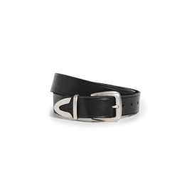 Madewell Western Chunky Buckle Belt For Women - Cow Leather Construction With Buckle Closure, Outdoor Casual and Supportive Belt True Black LG One Size