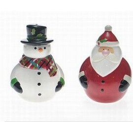 Christmas Cut-outs Dinnerware Snowman & Santa Salt & Pepper Shakers