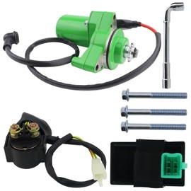 STABSOLI 3 Bolt Starter Motor & Relay & CDI for 50cc 70 cc 90cc 100 cc 110cc 125 cc ATV Dirt Bikes Go Karts Chinese Pit Bike Quad 4 Wheelers Dune Buggy Sandrail SSR Roketa Taotao Jonway SunL, Green