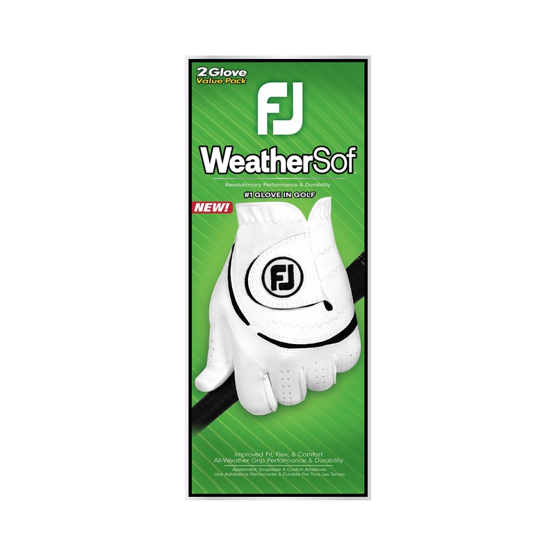 FootJoy WeatherSof Men's Golf Glove - White (Pack of 2)