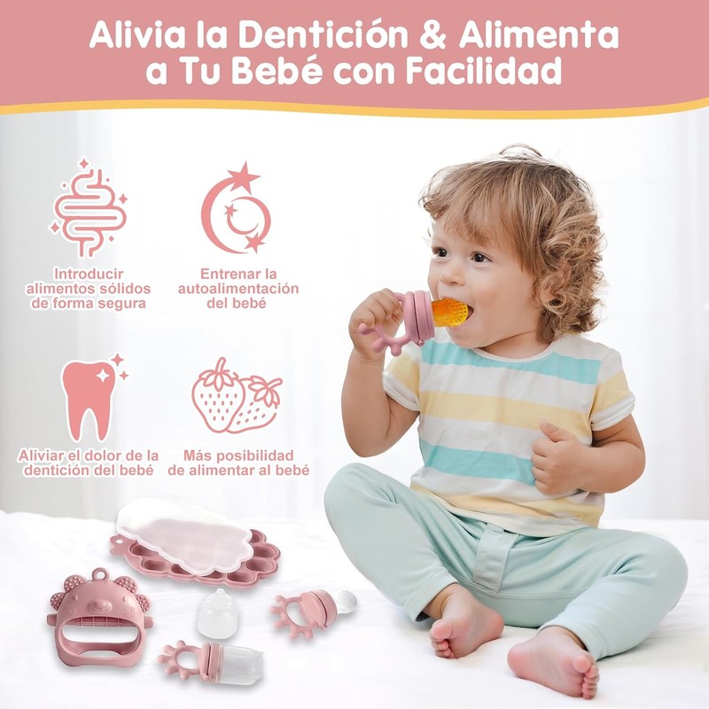 Guante de Dentición de Silicona para Bebés, Chupon para Frutas