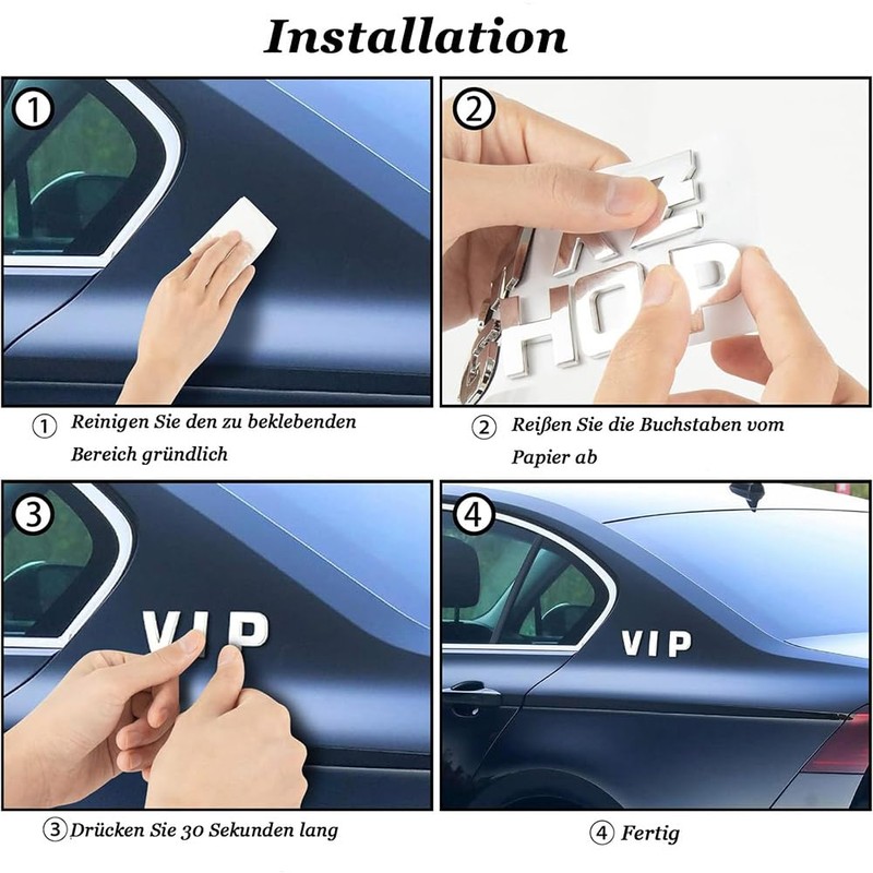 Pack of 40 DIY 3D Chrome Car Emblem Stickers, Alphabet