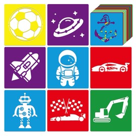 24 PCS Kids Stencils for Painting Sidewalk Chalk Stencils Boys Discovery Themed Stencil Kids Style Collection - 8 in