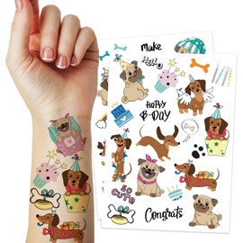 35 Pieces Dog Temporary Tattoos for Kids, Cute Puppy Animals Tattoo Stickers for Girls Boys for Birthday Party Supplies Pet Lover Best Gifts Party Favor Decorations