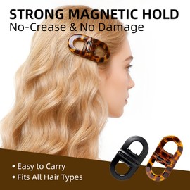 2PCS magnetic hair clips, Strong Hold No-Slip No Crease, Seamless 2-in-1 Design for Easy Everyday Hairstyles, Gentle on All Hair Types, Magnetic Hair Clips for Styling