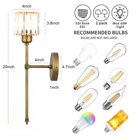Bsmathom Wall Sconces Sets of 2, Classic Brushed Brass Sconces Wall Lighting, Hardwired Bathroom Vanity Light Fixture with Fabric Shade for Bedroom Living Room Hallway Kitchen, Gold