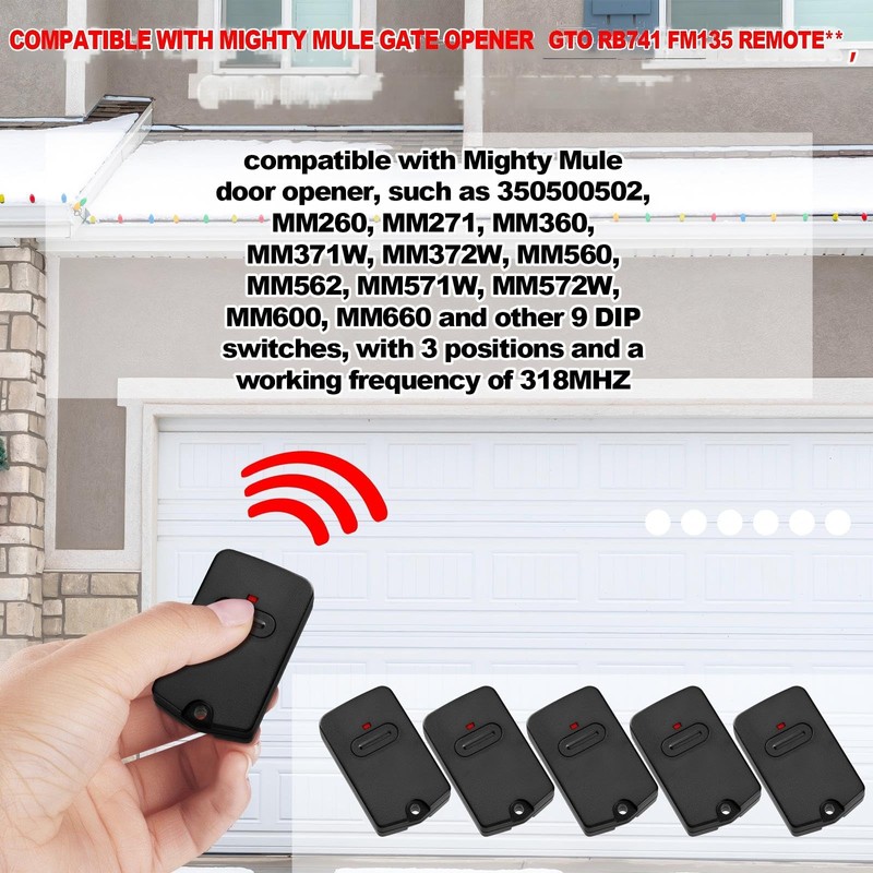 Kingdder 5 Pcs Gate Opener Remote Compatible with Mighty Mule