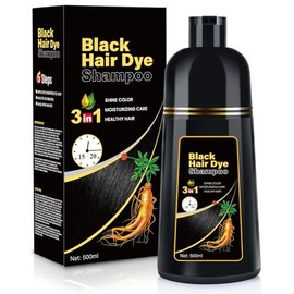BOJICA- Champú 3 en 1 para cabello negro con tinte para cabello gris, ingredientes a base de hierbas para mujeres y hombres, tinte en minutossemi-P   