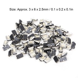 100Pcs Tactile Push Button Switch, SMD DIP 2 Pin Micro Momentary Tact Switch, 3mm x 6mm x 2.5mm for Phone GPS MP3 MP4 DIY Electronic