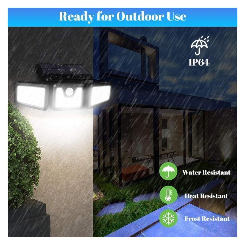 Solar Outdoor Lights Security Lights ,3 Heads Motion Sensor Lights,