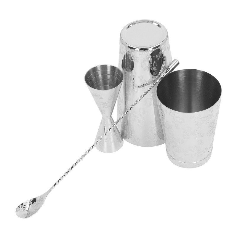 Boston Cocktail Shaker Set Multifunctional 304 Stainless Steel Vintage Print