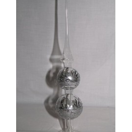 Jingle Bells Lauscha Christmas Tree Topper Crystal with Silver Winter Landscape