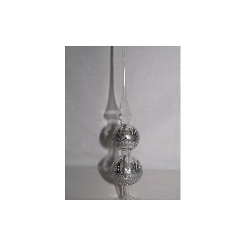 Jingle Bells Lauscha Christmas Tree Topper Crystal with Silver Winter