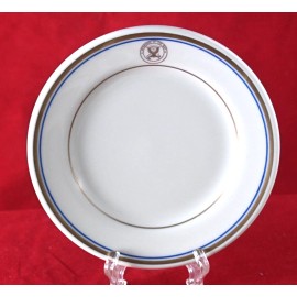 4) US Navy Officers Mess 7" Bread Plates Gold line & Crest Homer Laughlin China