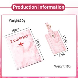 RT Set Faux Leather Passport Cover and Suitcase Tag, Suitcase Tag Air Travel, Passport Cover with Suitcase Pendant, Credit Cards, ID Cards, Travel Documents, Holiday Gadget, Passport Case