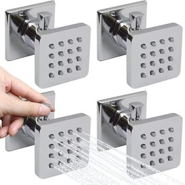 Shower Body Spray Solid Brass Massage Jets Wall Mount, Matte Black Showerhead Can Swivel, Flow Can Be Controlled (4pcs, Matte Black) - Color: Polished Chrome