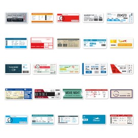 52PCS Boarding pass Sticker for Skateboard,Suitcase,Bike,Water Bottle,Laptop,Notebook,Computer,Guitar,Scrapbook,Airplane ticket Vinyl stickers,Waterproof Decals,Gift for Teens Boys Adults