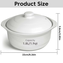1.9-Quart Ceramic Pots for Cooking with Lid, Clay Pot for Cooking, Earthenware Pot, Chinese Ceramic Casserole, Earthen Pot Cookware Stew Pot Stockpot