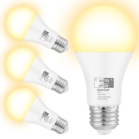 Qualilux Dusk to Dawn Light Bulbs 850LM, 60W Equivalent, Soft White, LED 9.5W, A19, E26 Base, 4-Pack, HQ-H016