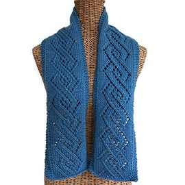 Blue Slate Hand Knit Scarf Wool and Mohair