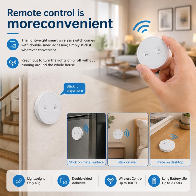 LoraTap Remote Light Switch Kit: No wall wiring required 120V