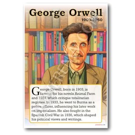 George Orwell - Author of '1984' & 'Animal Farm' - Biography Poster 18" x 12"