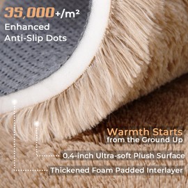 OPPODREAM 4ft Beige Circle Rug for Bedroom, Ultra-Soft Round Rugs 4-ft for Living Room, Fluffy Carpet for Nursery, Kids, Girl, Boy, Baby, Plush, Fuzzy, Shag, Shaggy, Cute Home Decor