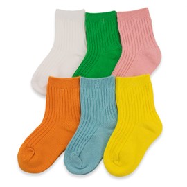 INOBAY Child Solid Color Socks 6 Pack Kids Socks Toddler Socks Girls Boys Cotton Socks (3-5T, Type-1)