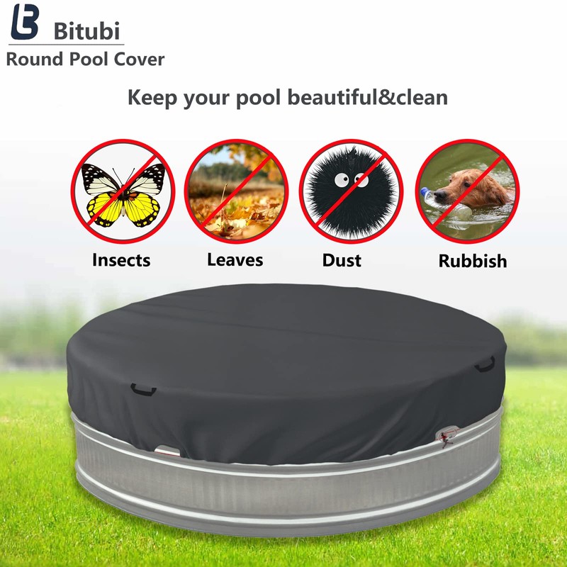 Bitubi 7-8 Ft Steel Round Stock Tank Pool Cover,Upgraded with