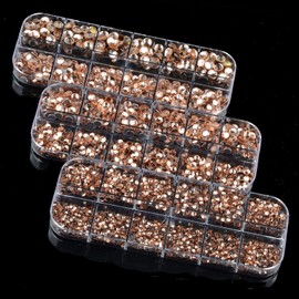 Massive Beads 6500pcs+ Flatback Glass Hotfix Iron On Rhinestones Crystal for DIY Making with 1 Tweezer & 1 Picking Pen for Shoes, Clothes, Face Art, Bags, Manicure (Champagne, 5-Sizes)
