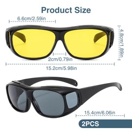 Leogony 2 PCS Night Driving Glasses for Women Men, Polarized Lens Anti Glare Night Driving Glasses and Sunglasses