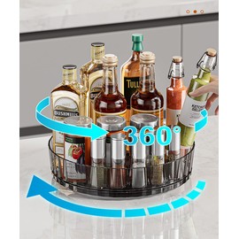 Turntable Organiser, 360° Turntable Refrigerator, Kitchen Spice Holder, Fridge Turntable, Rotating Organiser for Kitchen, Pantry, Cupboard, Dresser (21 cm Diameter)