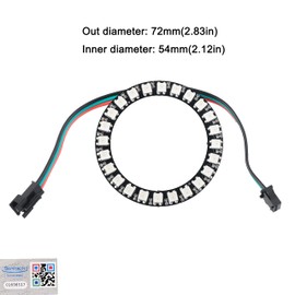 DIYmall 24 RGB LED Rings 24 X WS2812B 5050 Full Color with Integrated Drivers 24 Bits forArduino Raspberry Pi ESP8266 Nodemcu DC5V