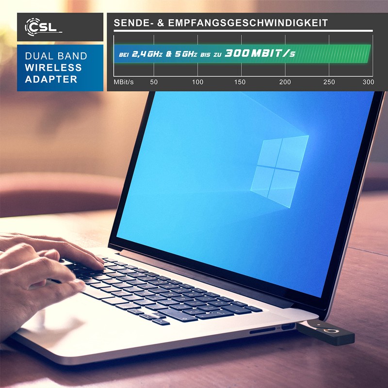 CSL - USB WLAN Stick, DualBand 2.4GHz & 5GHz and