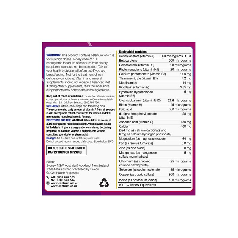 Centrum For Women 60 Tablets