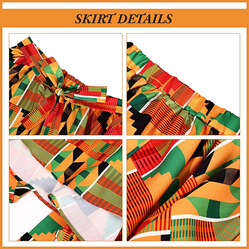 Coume 3 Pcs Women African Dashiki Skirt Traditional Costume African