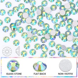 novani Novani Rhinestones 3000Pcs Flatback Crystal Round Loose Gemstones Glass Rhinestones for Crafts Makeup Nail Art Clothes Shoes DIY Decorations(SS8, 2.3-2.5mm,Light Green AB)