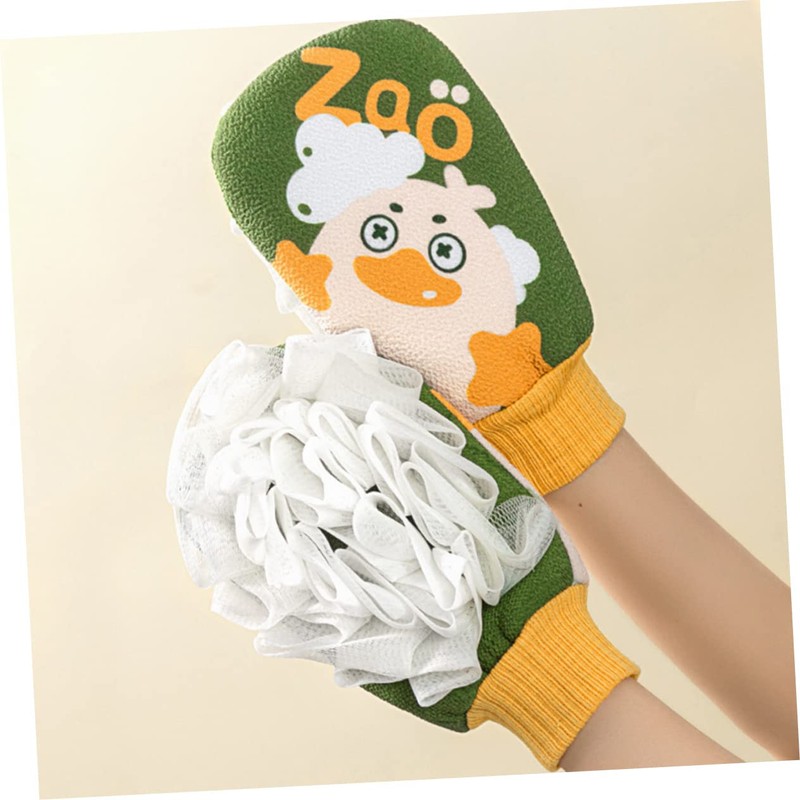 LALAFINA 4pcs Exfoliating Mitt Double-sided Bath Scrubber Premium Loofah Glove