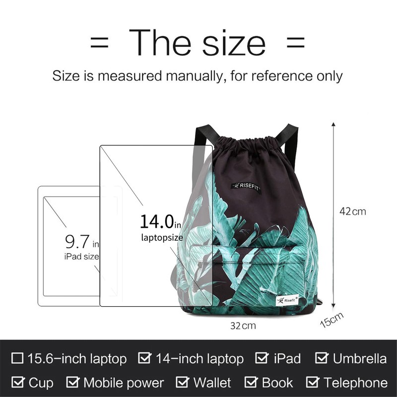 Risefit - Bolsa impermeable con cordón, bolsa de gimnasio, mochila