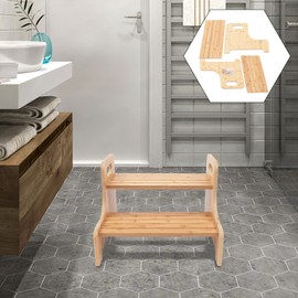 Stool 2 Step High Beds Bed Steps - Adults Stair Ladder Stools Bamboo Benches Home, for Toddlers Bathroom Bamboo Wood Toddler Stepping Stool Kitchen Counter Sink Kid