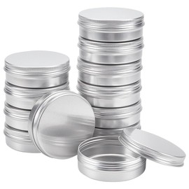 BENECREAT 12-Piece Set 3.4 fl oz (100 ml) Aluminum Cans, Aluminum Screw Cap Cans, Divided Containers, Refill Containers, Cream Case, Storage Box for Cosmetics, Cream, Small Items, Silver