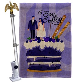 Angeleno Heritage Best Day Ever Burlap House Flag Eagle Set Celebration Wedding Marriage Bride Groom Mrs Occasion Anniversary Party Decoration Banner Small Garden Yard Gift Double-Sided, Made in USA