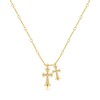Warshion Cross Necklace 14K Gold Plated Double Cross Pendant Necklace