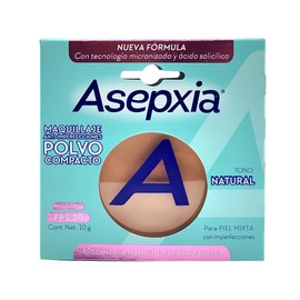 ASEPXIA Maquillaje en Polvo Tono Natural, Acabado Mate, absorbe y controla grasa, unifica el tono de piel, con FPS 20, Para piel mixta con imperfecciones, Presentación de 10g