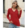 AKEWEI Women's Fall Tops 2025 Trendy V Neck Long Sleeve