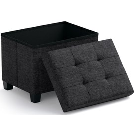 Ornavo Home Storage Ottoman Small Rectangle Ottoman with Legs, Foot Rest Stool Seat, Load up to 600 LB, for Living Room, Bedroom, Home Office, Dorm - 12 x 16 x 12, Black
