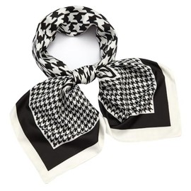 NaSoPerfect 35" Silk Like Scarf Women's Large Satin Square Sunscreen Hair Scarves Wraps Houndstooth Headscarf for Sleeping